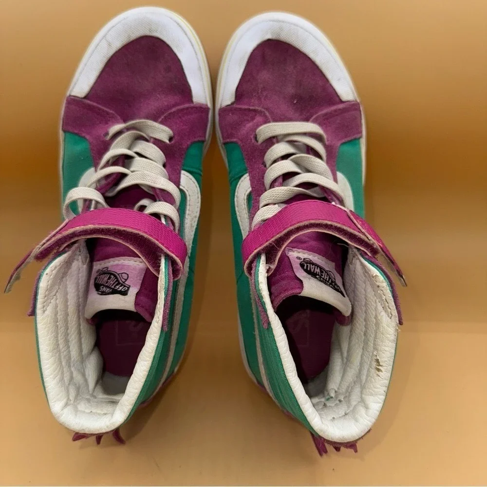 Vans Kids Purple & Green Dino Sk8-Hi Reissue 138 Sneakers, Kids Size 3, Preowned